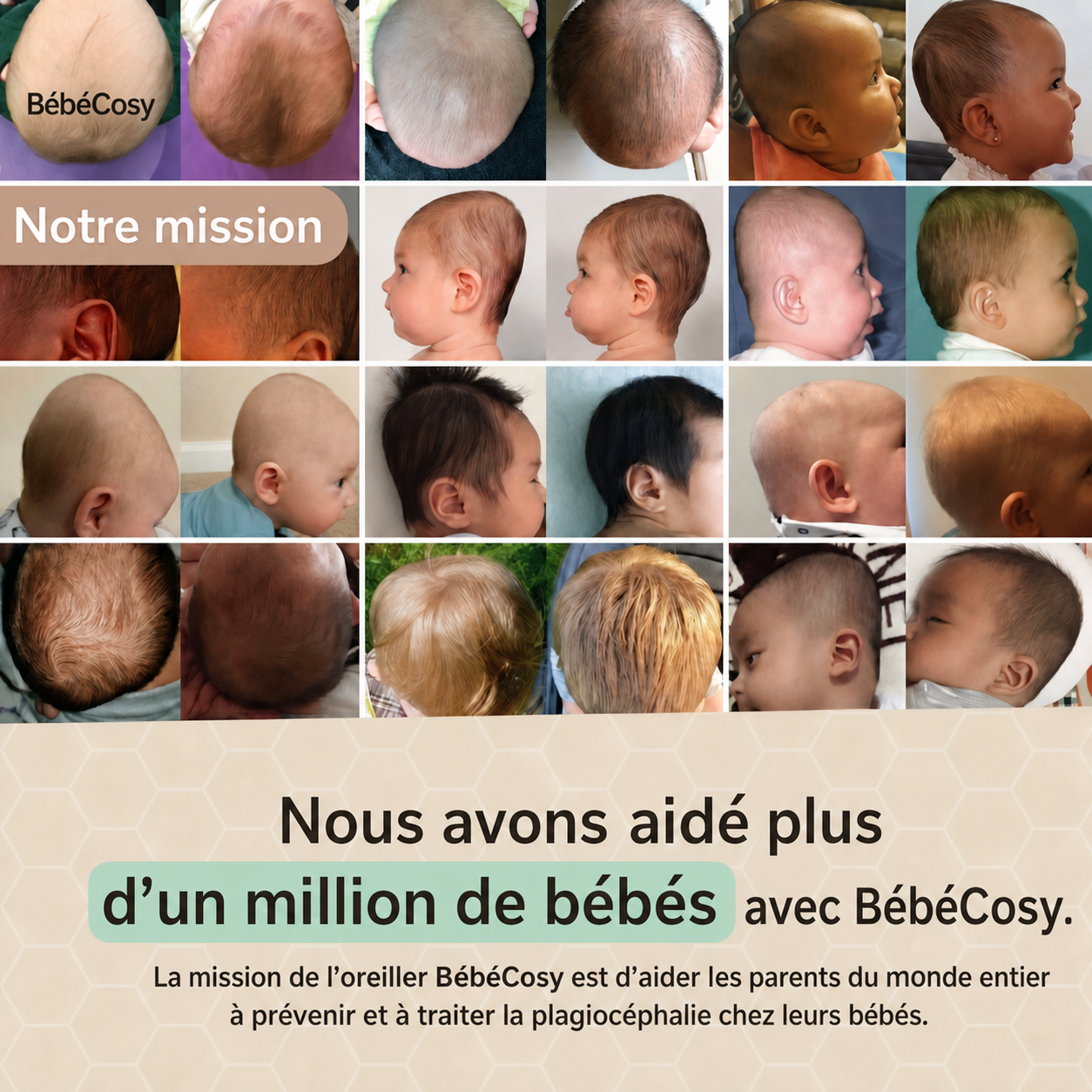 BébéCosy™ L'oreiller ergonomique conçu pour favoriser un développement sain de la tête dès le premier jour